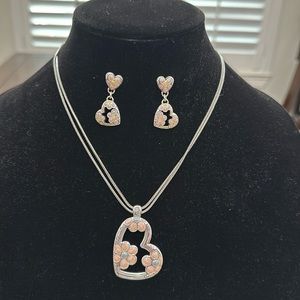 Brighton Flower Power and Heart reversible pendant necklace and earrings bundle